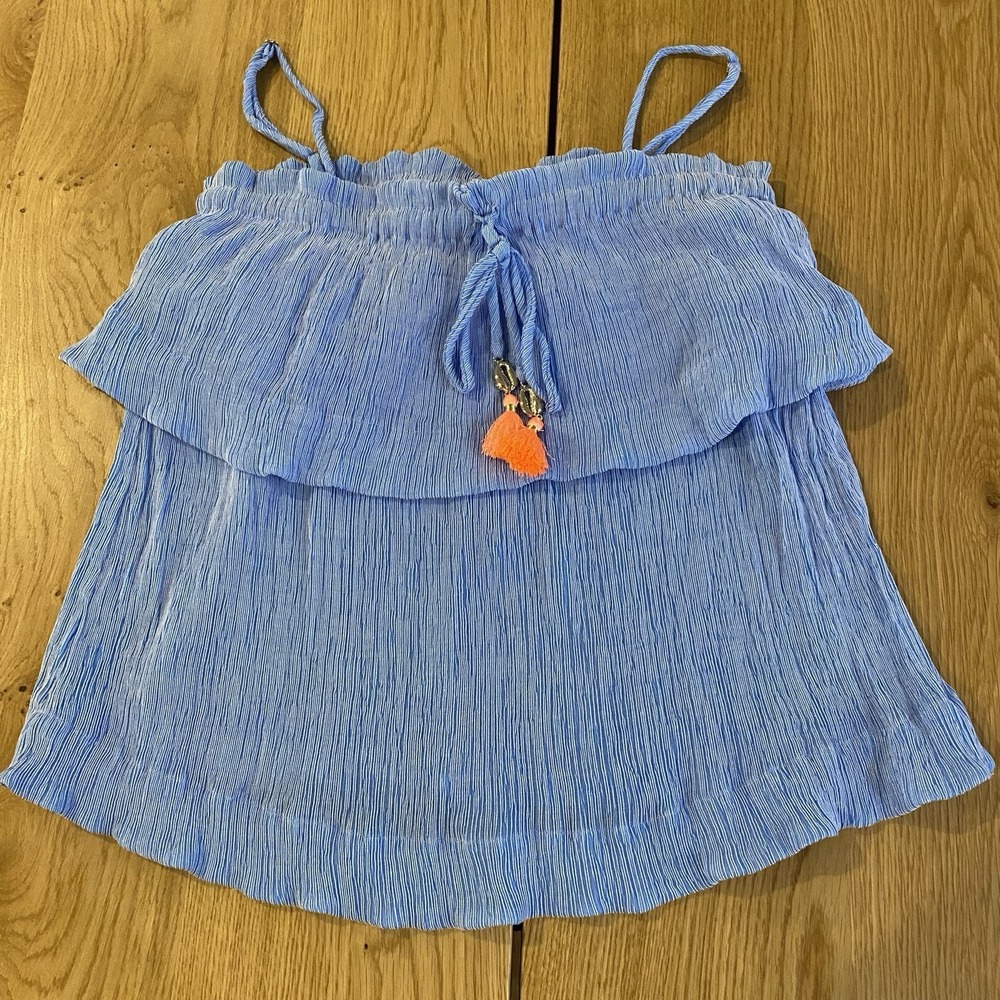 Lilly Pulitzer Mays Tank Top Lapis Blue Tassels Size Small Beach Summer Fun‎